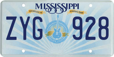 MS license plate ZYG928