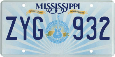 MS license plate ZYG932
