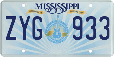 MS license plate ZYG933