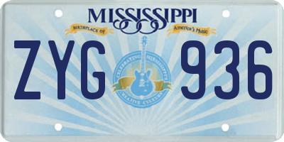 MS license plate ZYG936