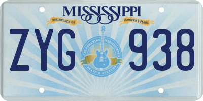 MS license plate ZYG938