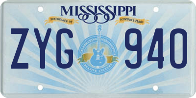 MS license plate ZYG940