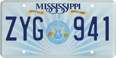 MS license plate ZYG941