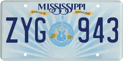 MS license plate ZYG943