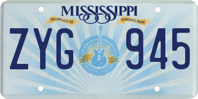 MS license plate ZYG945