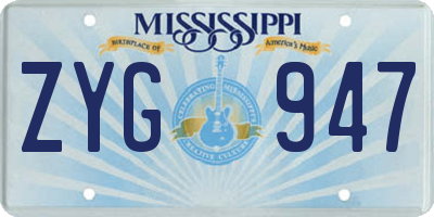 MS license plate ZYG947