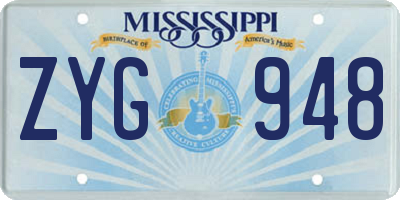 MS license plate ZYG948