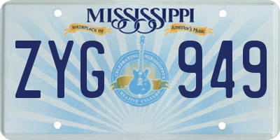 MS license plate ZYG949