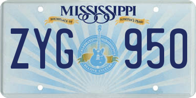 MS license plate ZYG950