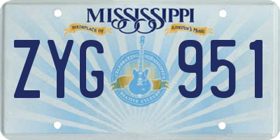 MS license plate ZYG951