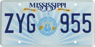 MS license plate ZYG955