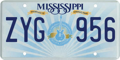 MS license plate ZYG956