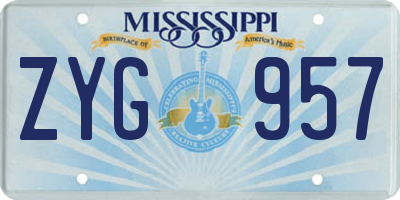 MS license plate ZYG957