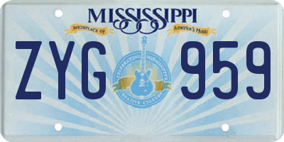 MS license plate ZYG959