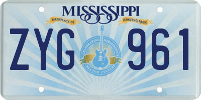 MS license plate ZYG961