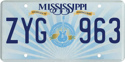 MS license plate ZYG963