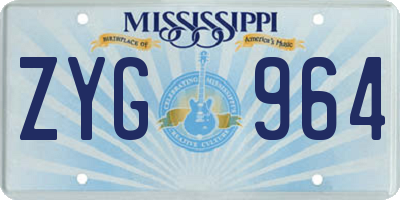 MS license plate ZYG964