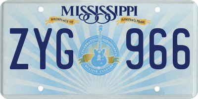 MS license plate ZYG966