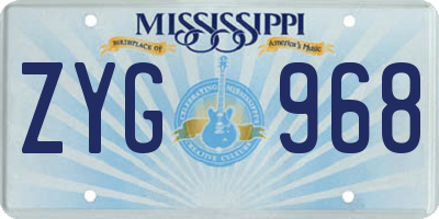 MS license plate ZYG968
