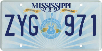 MS license plate ZYG971