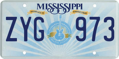 MS license plate ZYG973