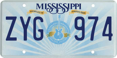 MS license plate ZYG974