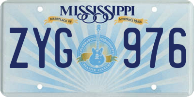 MS license plate ZYG976