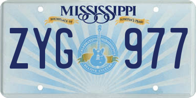 MS license plate ZYG977