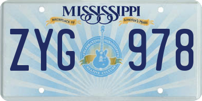 MS license plate ZYG978