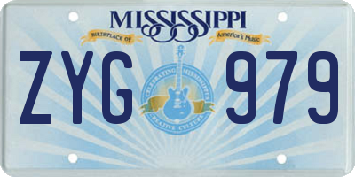 MS license plate ZYG979