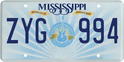 MS license plate ZYG994