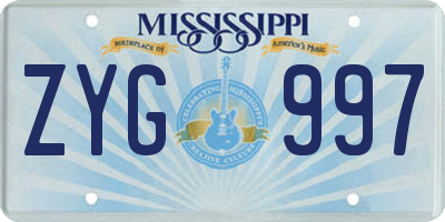 MS license plate ZYG997