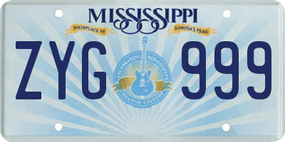 MS license plate ZYG999