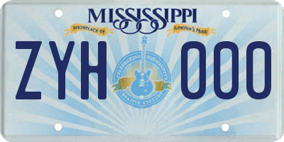MS license plate ZYH000