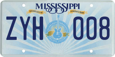 MS license plate ZYH008