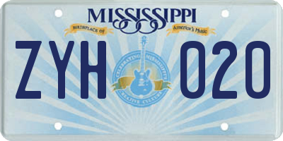 MS license plate ZYH020