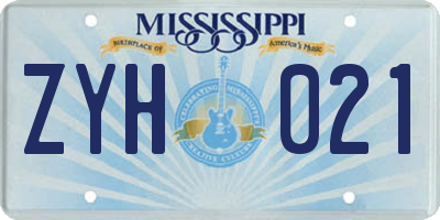 MS license plate ZYH021
