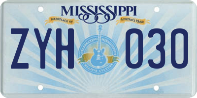 MS license plate ZYH030