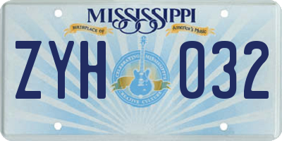 MS license plate ZYH032