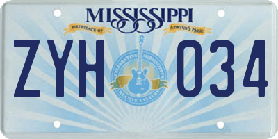 MS license plate ZYH034