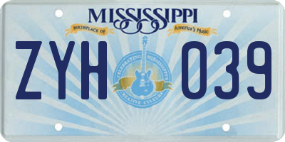 MS license plate ZYH039