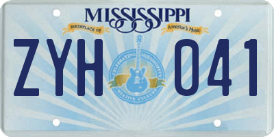 MS license plate ZYH041