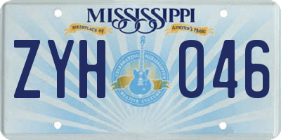 MS license plate ZYH046