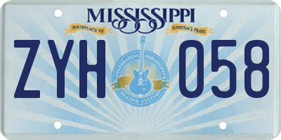 MS license plate ZYH058