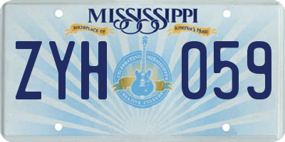 MS license plate ZYH059