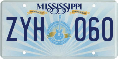 MS license plate ZYH060