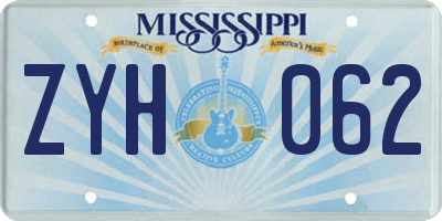 MS license plate ZYH062