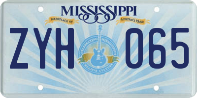 MS license plate ZYH065