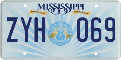 MS license plate ZYH069