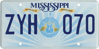 MS license plate ZYH070